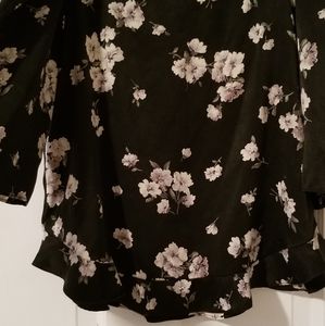 Olivia Grey Black Floral Off-the-shoulder Silk Top